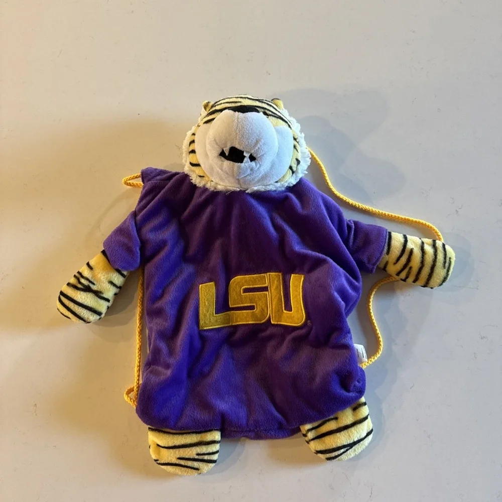 LSU Tigers Mascot Plush Cinch Bag Backpack / Purse  NCAA College SEC‎ EUC
